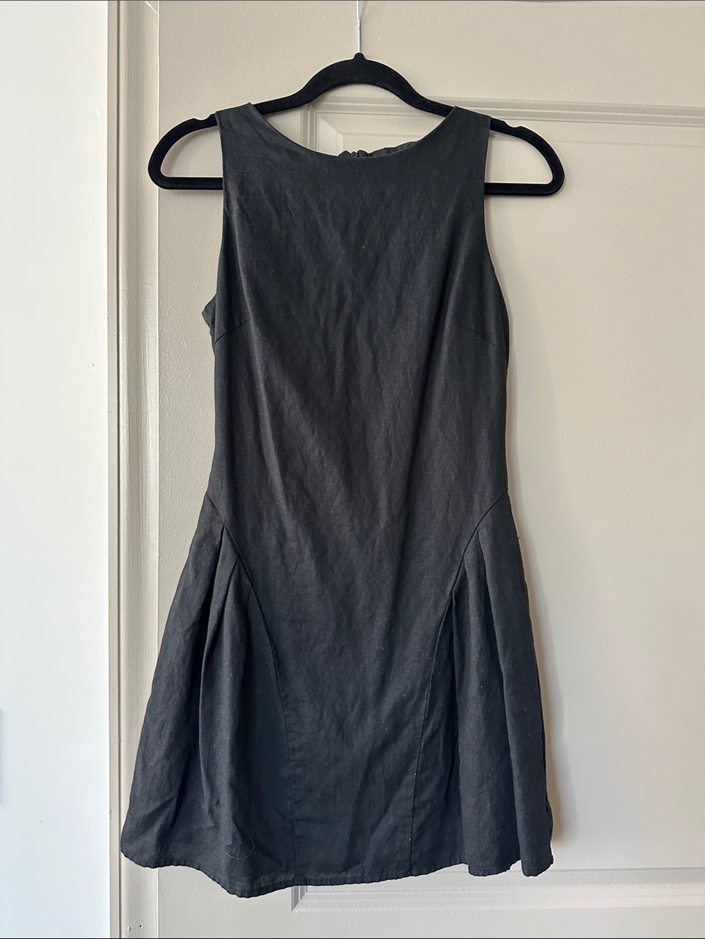 Mango Classic Sleeveless Black Linen-Blend A-Line Dress